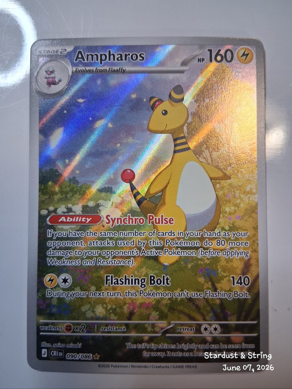 Ampharos 090/086 Chaos Rising Illustration Rare Holo Pokemon Card
